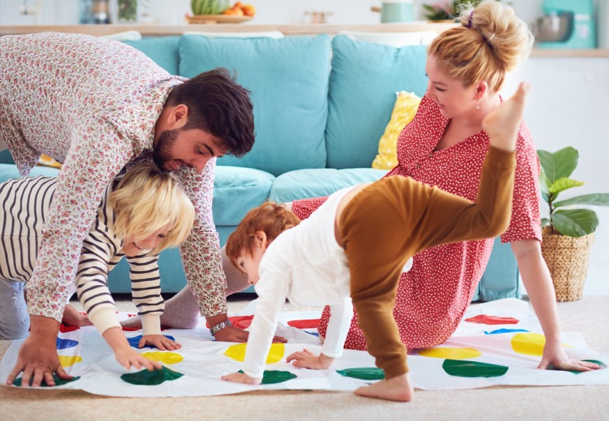 Family playing game